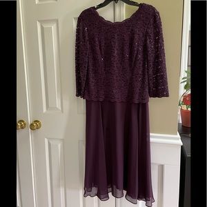 Alex Evenings Sequenced Lace Contrast Dress.